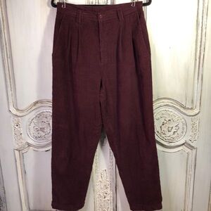 PRINCETON CLUB 100% Cotton Burgundy Corduroy Wide Leg Trousers Y2K